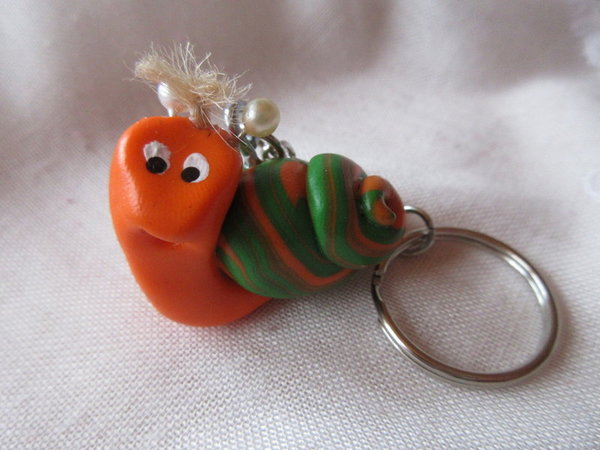 Schlüsselanhänger Schnecke orange